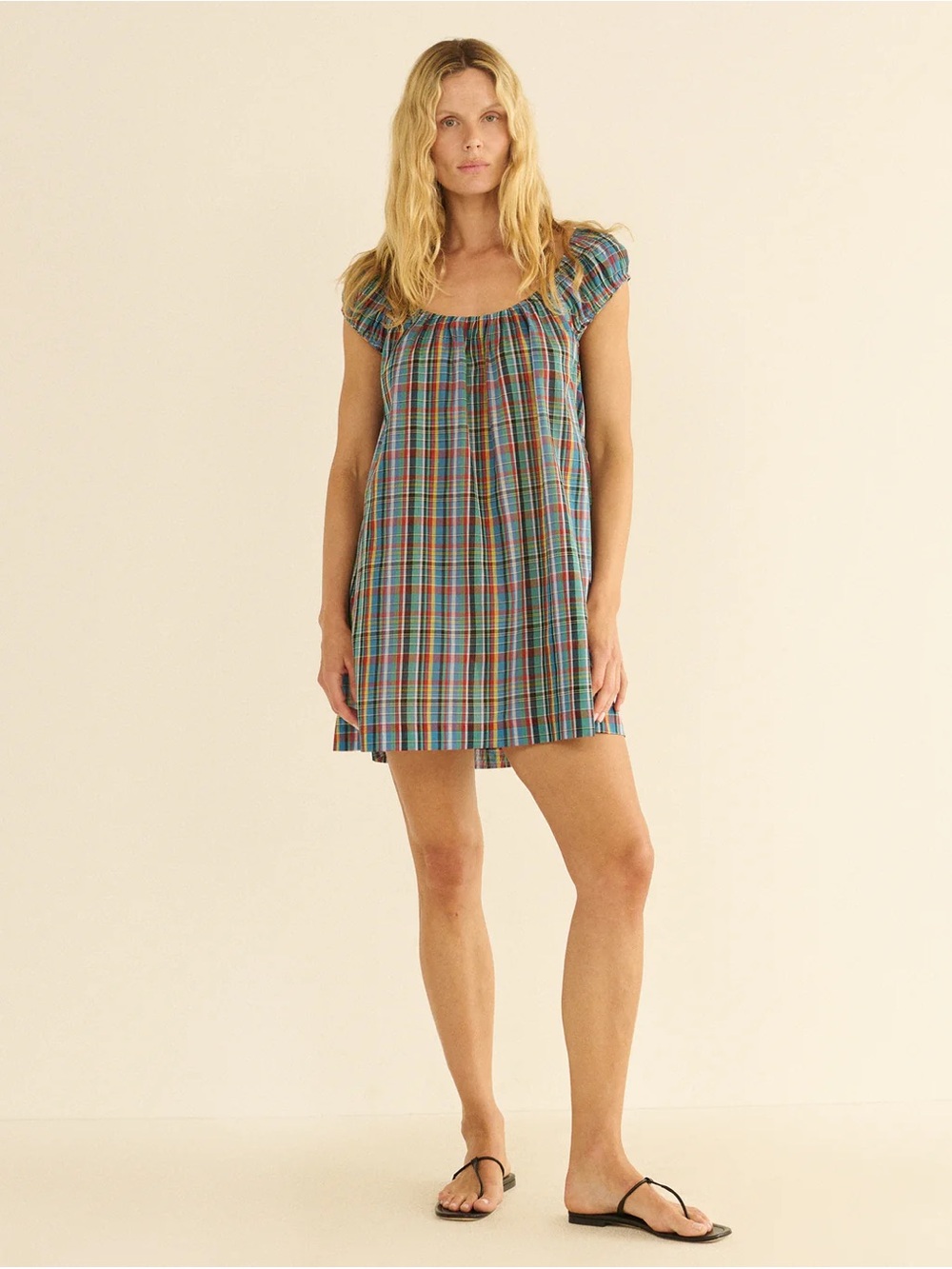 Doen Faye Dress - Alderbrook Plaid Blue Multi size xs - Picture 5 of 9